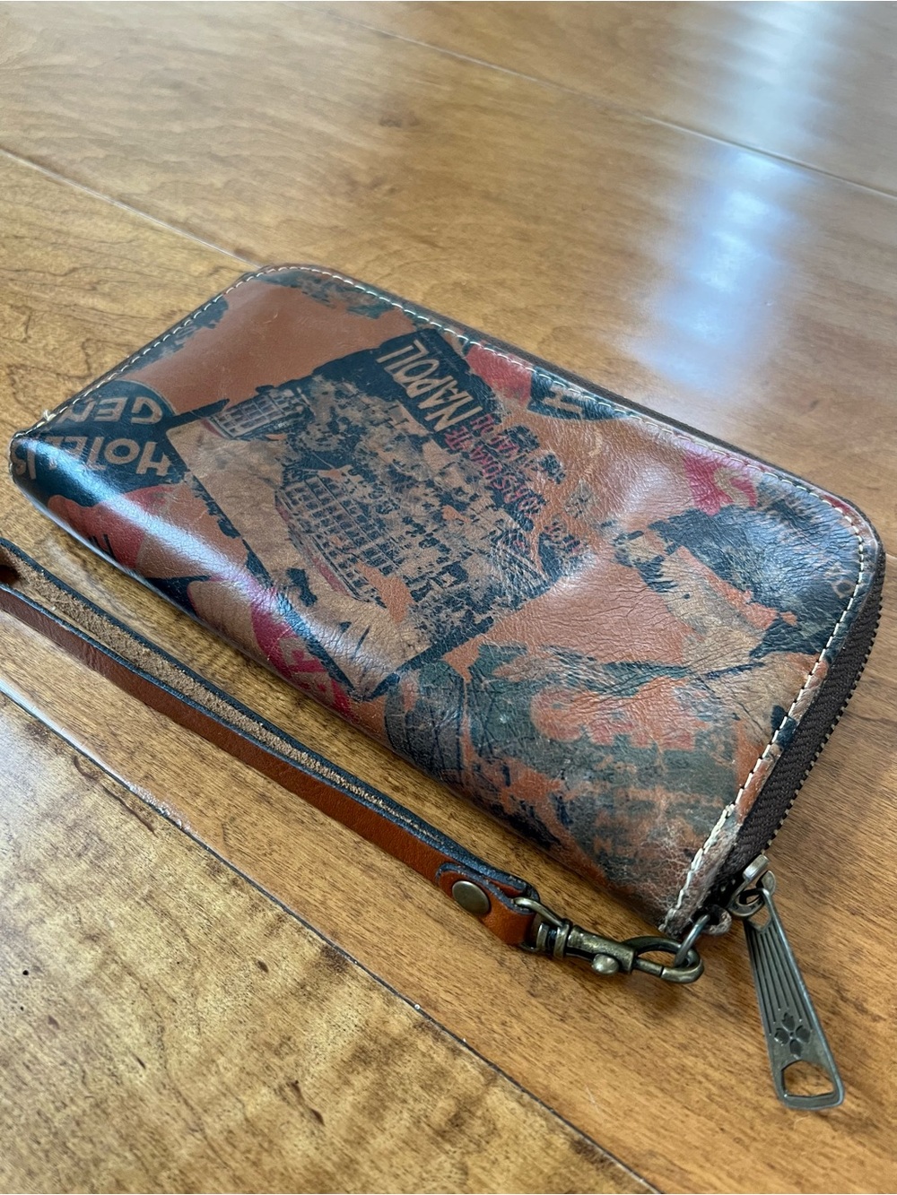Patricia Nash Genuine Italian Leather Wallet with Napoli Travel Print